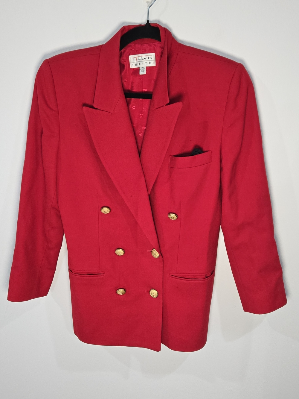 Vintage Talbots Sz 4 Petites Red Double-Breasted Blazer